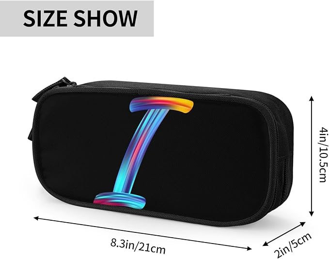 Pazacon Cute Initial Pencil Case for Kids Students, Large Capacity Pencil Pouch for Boys Girls, Letter Design Pencil Box Pen Bag Office Stationery Organizer, Rainbow Letter I