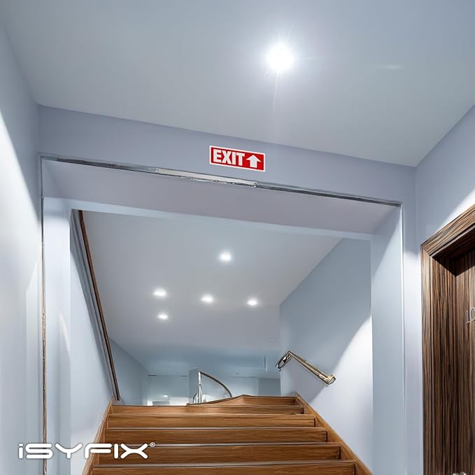 iSYFIX Exit Signs - 6 Pack 12x4 Inch Directional Up Arrow Signs, 40 mil Polystyrene Plastic, UV Laminated, Scratch & Fade Resistant, Waterproof - Ideal for Office, Theater, School, Business