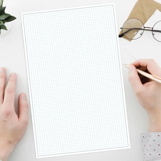 Engineering Graph Paper Pad - 17" x 11" Grid Paper for Engineering, Drafting, Blueprint Drawing, 25 Sheets/50 Pages 4x4 Blue Quad Rule by Better Office Products