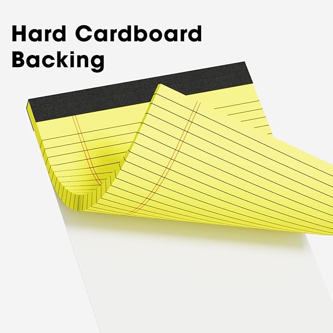 AILZFEI Yellow Legal Pads Note Pads 8.5 x 11 inch Wide Ruled, 30 Sheets/Pad, 20lb Colored Paper, Perforated Notepad with Sturdy Back (3 Pads Yellow)