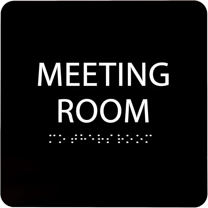 ADA CENTRAL SIGNS - 6" X6" Meeting Room Sign - ADA Compliant Tactile Graphics Grade 2 Braille Text Acrylic Wall Sign - Privacy Interview Room Name Door Sign for Schools Hospitals Offices & Apartments