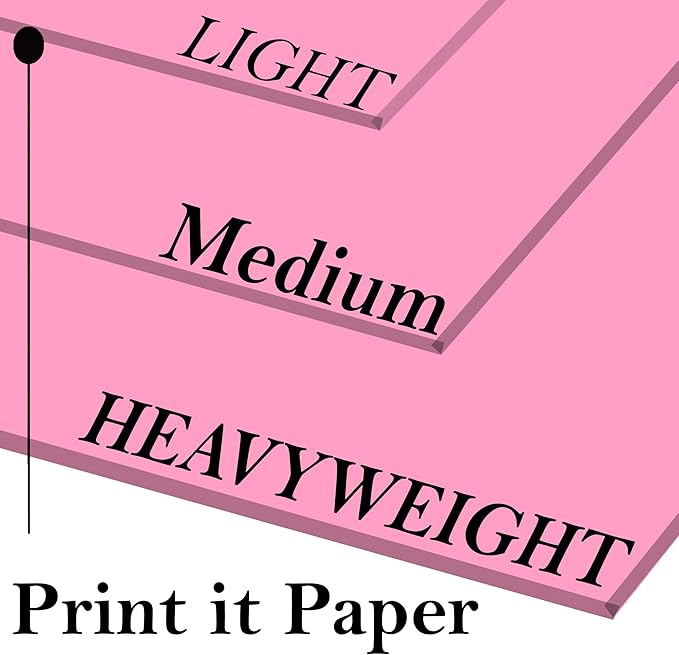 Print It - Vellum Bristol Colored Cardstock Cover Paper, 67 Lb, 8.5" X 11”, Heavyweight Colored Cardstock for Crafts, School, Invitations, And Office Use - Decoration Drawing 250/Case-Pink
