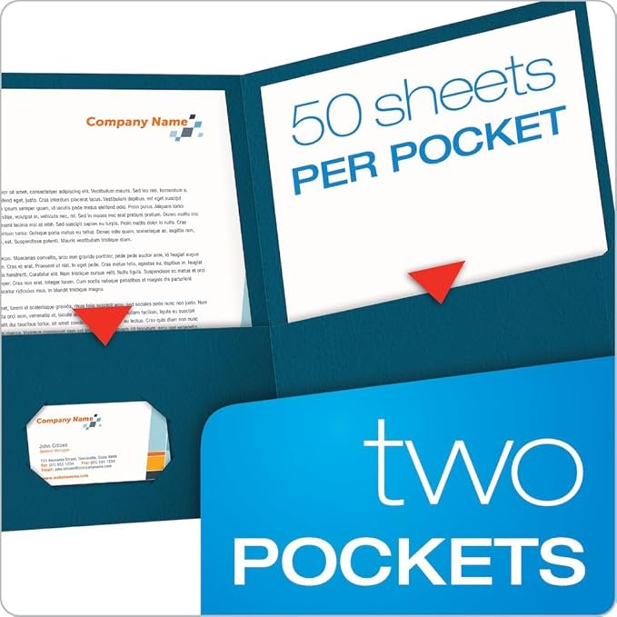Oxford Twin-Pocket Folders, Textured Paper, Letter Size, Blue, Holds 100 Sheets, Box of 25 (57502EE)