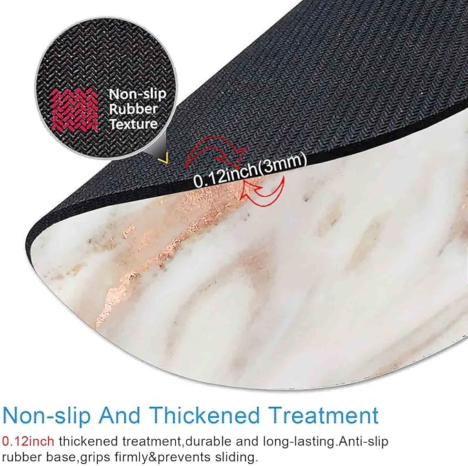 IMAYONDIA Round Mouse Pad, White and Rose Gold Marble Mouse Pad, Non-Slip Rubber Base Mousepad for Wireless Mouse, Small Computer Travel Mouse Mat for Men Women Kids, Abstract Metal Luxury Texture