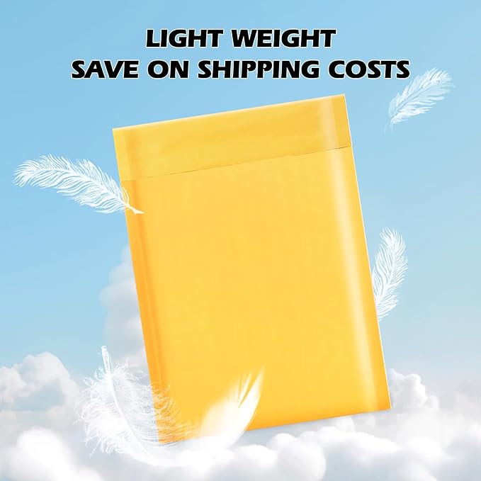 Ctarsthome 105Pack Yellow 4x8inch Kraft Bubble Mailers Small Business Mailing Packages Self-Sealing Paper Envelopes, Mailer Shipping Padded Envelopes with Strong Adhesion for Jewelry Makeup Supplies