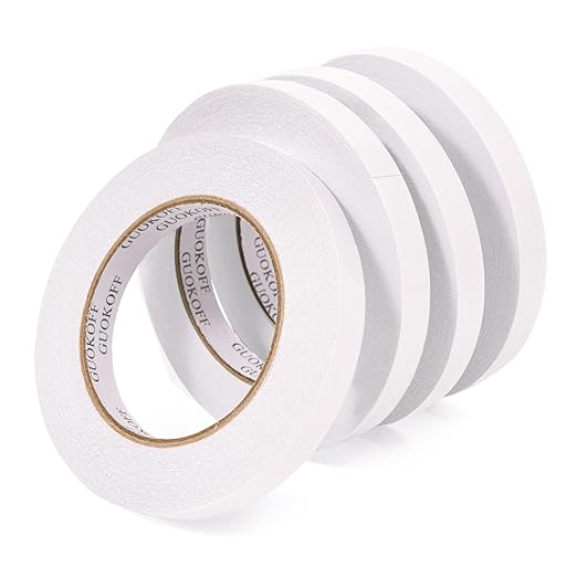 GUOKOFF Double Sided Tape 1/2 Inch x 40 Yards - 4 Rolls, Strong Adhesive Double Sided Sticky Tape, Two Sided Tapes, Multipurpose Tape for Arts, DIY, Crafts, Scrapbooking