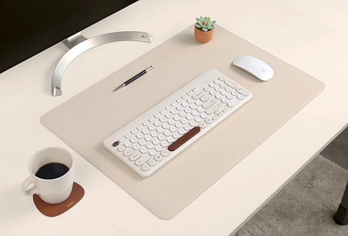 NODITO Dual-Sided Leather Desk Pad,Blotter for Laptop Computer,Mouse Pad,Writing,Drawing,Arts and Craft Mat (17"x24", Beige/Brown)