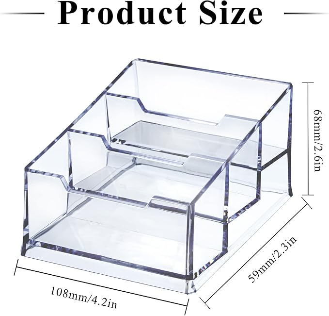 Clear Acrylic Business Card Holder,3 Tier Premium Acrylic Clear Business Card Holder Stand for Desk Fits 150 Business Cards