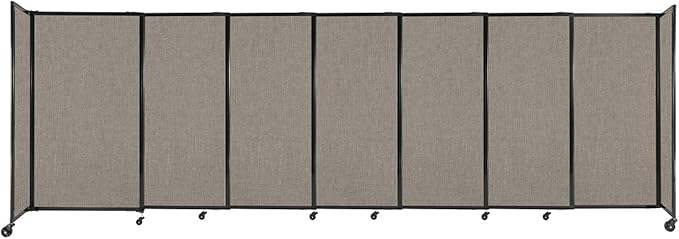 Versare Straightwall Sliding Portable Wall Partition | Freestanding Office Dividers | Locking Wheels | Temporary Room Separator | 15'6" Wide x 5' Tall Warm Pebble Fabric Panels