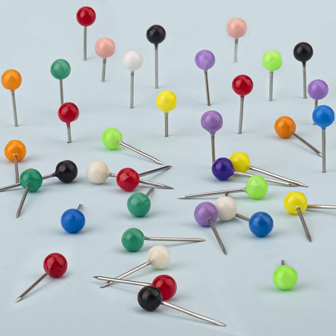 Push Pins，LYroo 200 Pcs Flower Thumb Tacks Wood Pin Board Map Tacks Marking Pins Assorted Colors Push Pin Clips for Cork Board Cute Desk Decor Accessories for Women Office Teacher Supplies