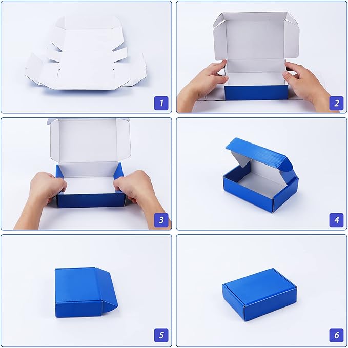 PHAREGE 8x8x4 inch Gift Shipping Boxes Bulk 25 Pack Blue, Tab Lock Tuck Top Mailing Boxes for Packaging Small Business, Small Cardboard Mailer Boxes for Wrapping Present