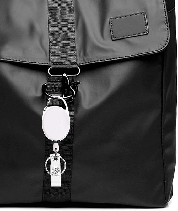 Retractable Badge Holder with Carabiner Reel Clip and Key Ring for ID Card Key Keychain Holders White 10 Pieces