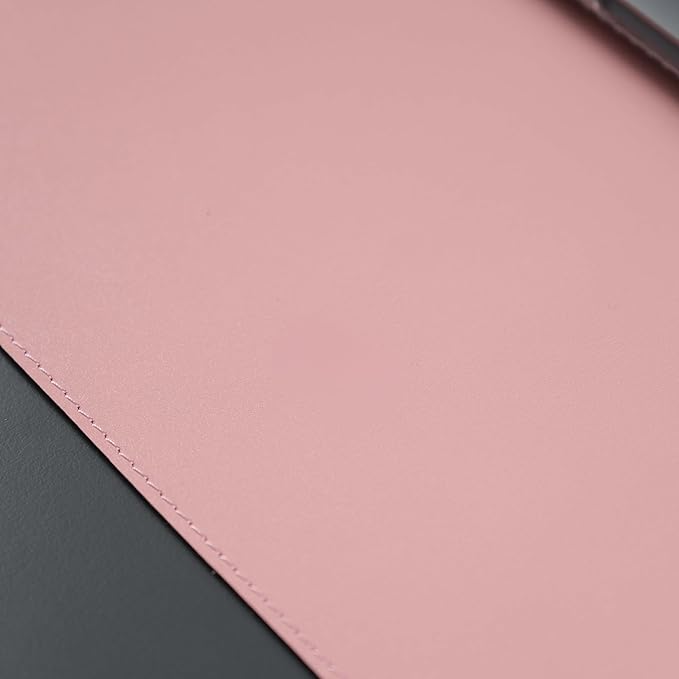 TORONATA Jersey Genuine Calfskin Leather Desk Pad, Office Desk Mat with Non-Slip Bottom, Smooth Surface for Mouse & Keyboard, Desk Protector (14.6x31.5 inches) (Pink)