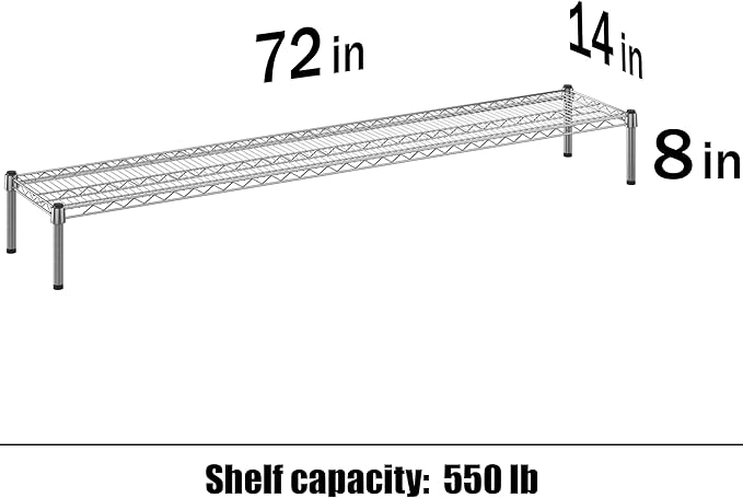 Regal Altair 14" Deep x 72" Wide x 8" Height 1-Tier Wire Shelving Kit | NSF Commercial Storage Rack Unit