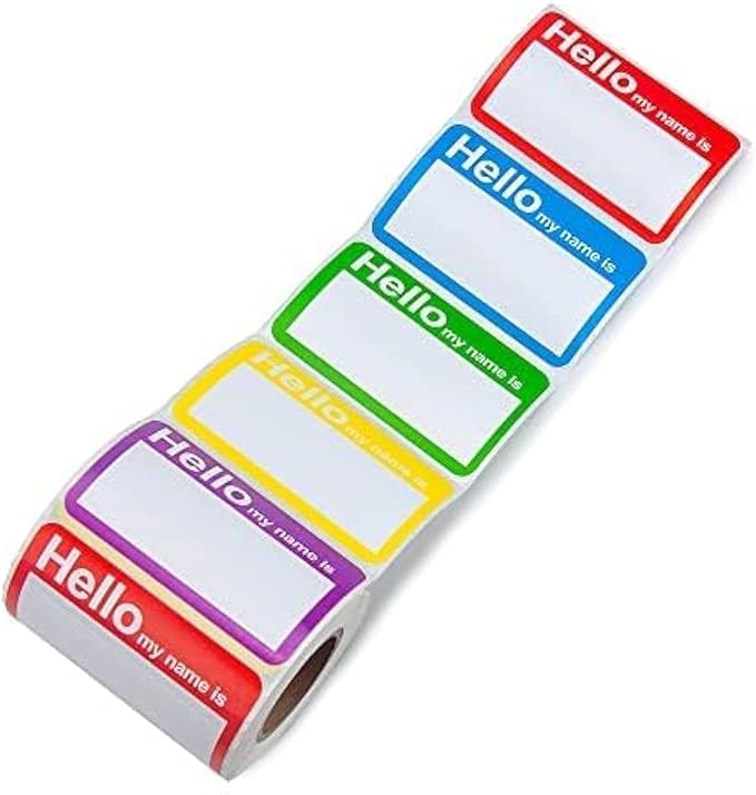 L LIKED 400 Stickers -3.5" x 2.25" Colors Plain Name tag Labels for Clothes with Perforated Line for Kids (Hello My Name is - 400 Labels)