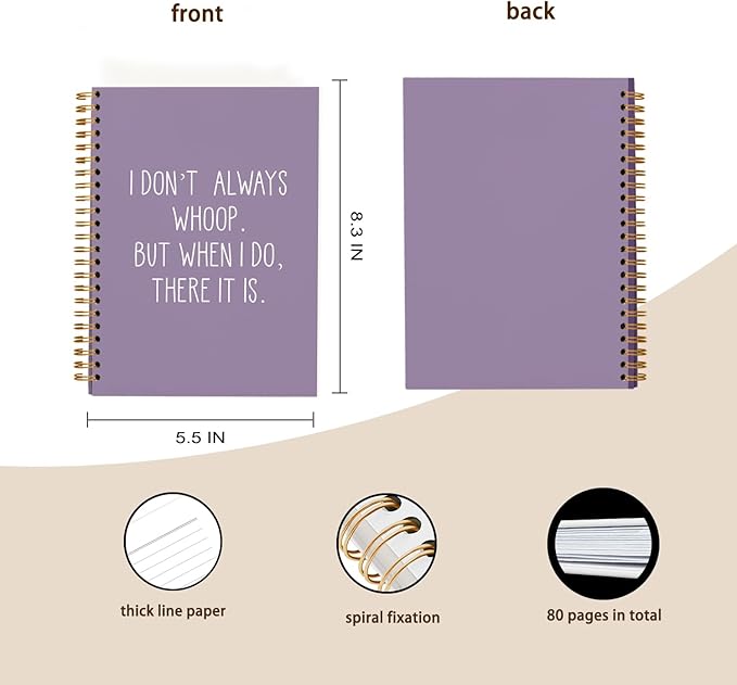hold fizz Funny Office Notebooks for Work, Sarcastic Gifts, I Don't Always Whoop Sign, Office Desk Accessories, Funny Journal, Office Supplies for Desk, Purple Spiral Notebook 5.5 x 8.3