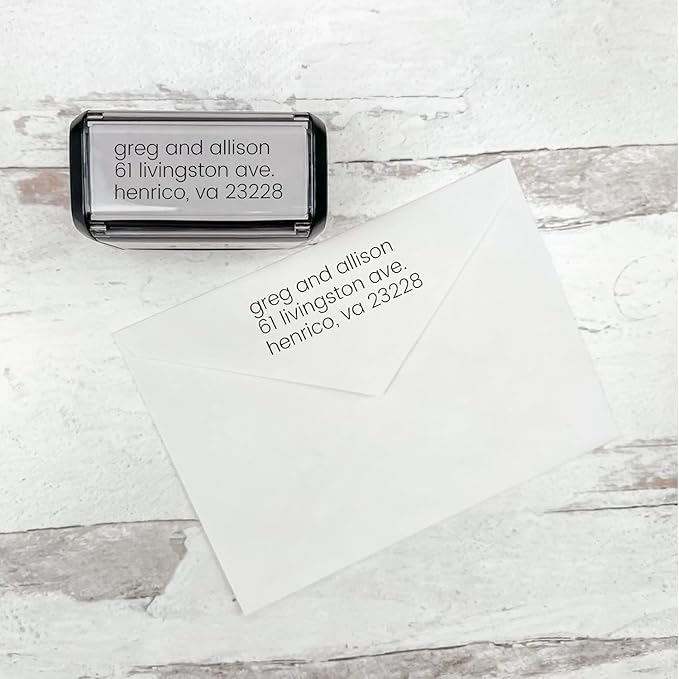 Self Inking Modern Address Stamps | Custom Return Address Stamper (Minimalist Left, Large)