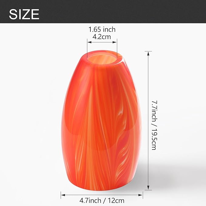 Fixture Replacement Globe Shade,Lampshade for E26 Base 1-5/8 Inch Fitter, Color Art Glass Oval Lampshade Cover for Pendant Kitchen Wall Sconce Chandelier Vanity Light (3, Orange)