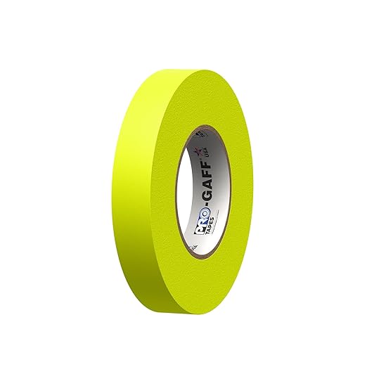 1" Width ProTapes Pro Gaff Premium Matte Cloth Gaffer's Tape With Rubber Adhesive, 50 yds Length x, Fluorescent Yellow (Pack of 1)