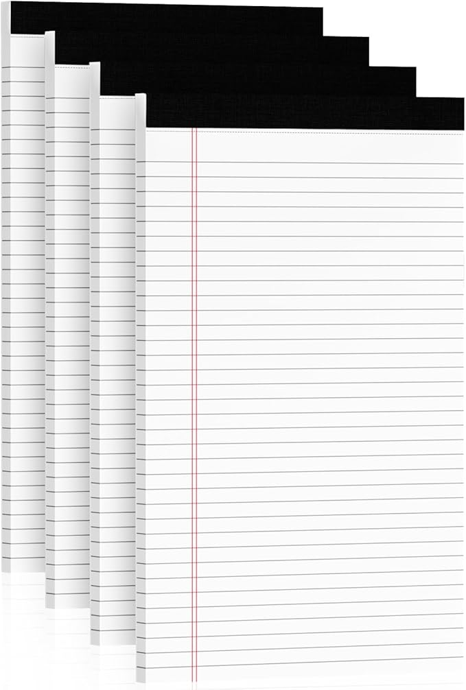 Note Pads 8.5 x 14 Wide Ruled, 4 Pack Legal Pads 8.5 x 14 White Paper Pads Lined Paper Tablets, Notebook Pads 8.5x14, White Lined Paper Pads 8.5x14 Writing Pad, 70 GSM Notebook Paper, 30 Sheets/Pad