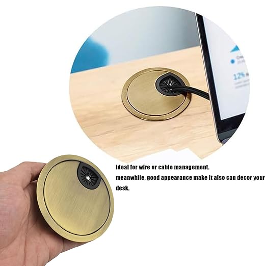 TuTuYa 4PCS Desk Grommet, Bronze Desk Grommet 2Inch(50mm) Desk Cable Grommet Desk Cable Hole Covers with Hole Saw, Ideal Solution for Office and Home Table Cable (Bronze,2 Inch)