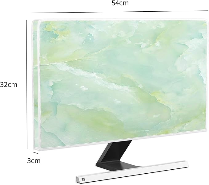 Baocicco Sage Green Marble Waterproof 22, 23, 24, 25 Inch Anti-Static Dustproof LCD/LED/HD Abstract Creative Desige Monitor Accessories Laptop TV LCD Screen Texture Monitor Decoration for Tablet