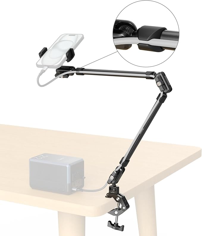 SmallRig 22.4" Magic Arm with Super Clamp, Overhead Phone Mount, Flexible Desk Camera Mount with 1/4" Screw and Cable Clip, Max Load 2.2lb, for iPhone, Action Camera, Video Light, Webcam, Mic - 5625