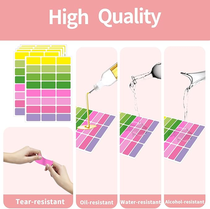 STARLIBOO Removable Freezer Labels, 1x2 Inch Color Coding Removable Labels Easily to Peel of, Freezer Labels to Write on/Waterproof (360PCS, 8 Colors)