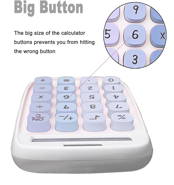 Mechanical Calculator,BTSEYAW Dual Power Calculator with 8 Digit Display tilt Screen and Big Buttons, Cute Office Desk Accessory (Blue)