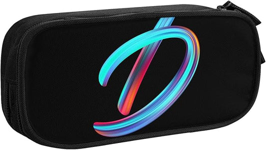 Pazacon Cute Initial Pencil Case for Kids Students, Large Capacity Pencil Pouch for Boys Girls, Letter Design Pencil Box Pen Bag Office Stationery Organizer, Rainbow Letter D