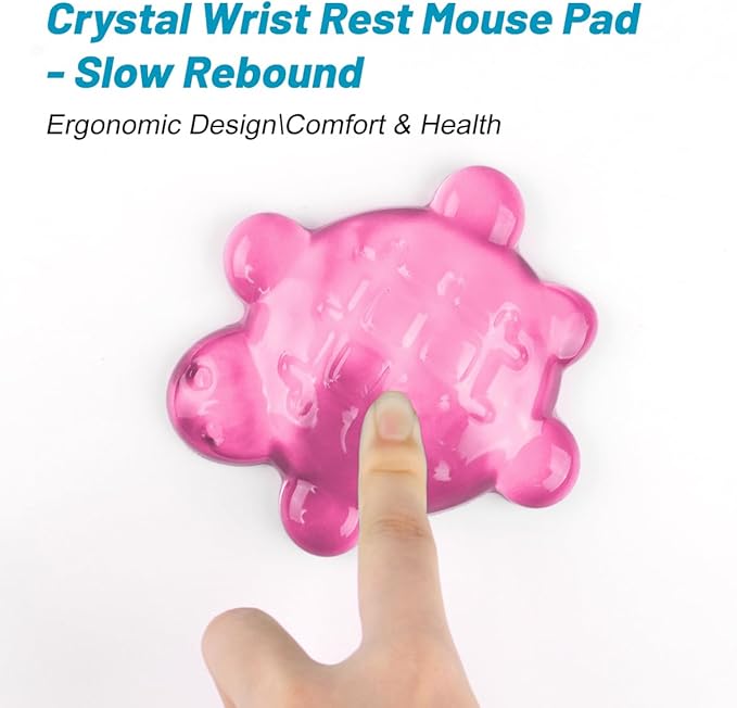 Lucocia Silicone Gel Mouse Wrist Rest,Cute Turtle Shape Ergonomic Elbow Mouse Rest Wrist Pad,Comfort Support for Typing and Gaming-Pink