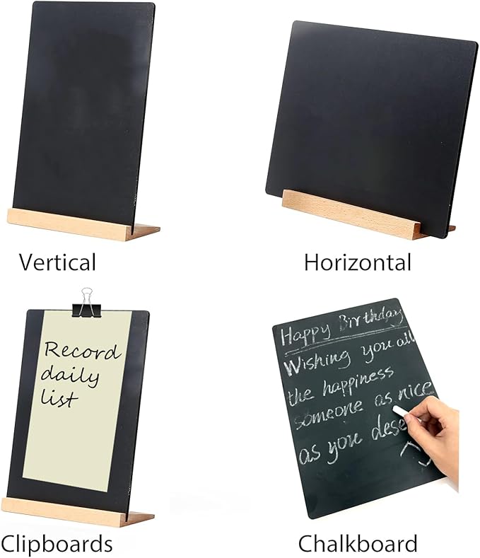 NEWNEWSHOW 2 Pack 8.7x12 Inch Tabletop Chalkboard with Wood Holder