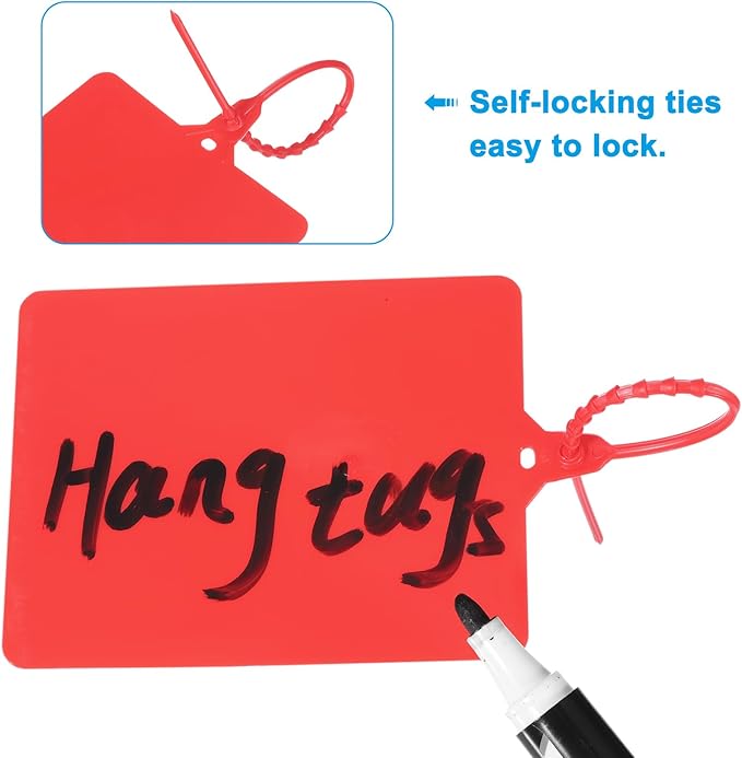 MECCANIXITY Plastic Seals Shipping Tags, for Basket Labels Cable Labels Tags Product Identification Tags, Logistics Marking, Outdoor Tagging, 3.1x3.9 Inch Red 100Packs