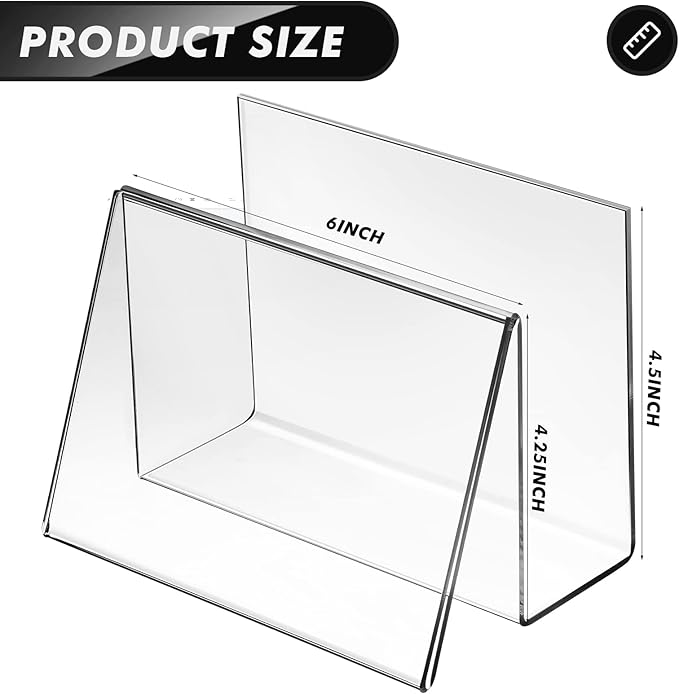 Crtiin 10 Pcs Clear Acrylic Postcard Holder Business Card Holder Greeting Card Display Clear Business Stand Rack for Index Organizer Desk Table Home Office, 6 x 4.25 x 4.5 Inches