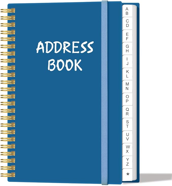 Address Book with Alphabetical Tabs - Telephone & Address Book with Address Contacts, Special Date, Phone, Birthday & Internet Login Password for Home and Office, 4.3" x 6.2", Blue