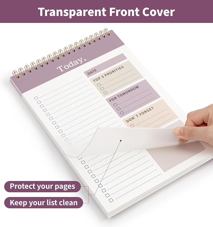 104 Pgs To Do List Notepad, 52 Undated Sheets Duplex-printed Daily Planner For Work Home School Office Desk Accessories Supplies & Goal Setting Tasks -Purple