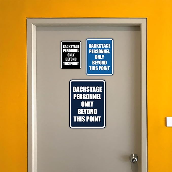 Portrait Round Backstage Personnel Only Beyond This Point Door or Wall Sign Easy Installation | Music | Concert | Festivals Sign (Ivory/Dark Brown) - Medium (2 Pack)