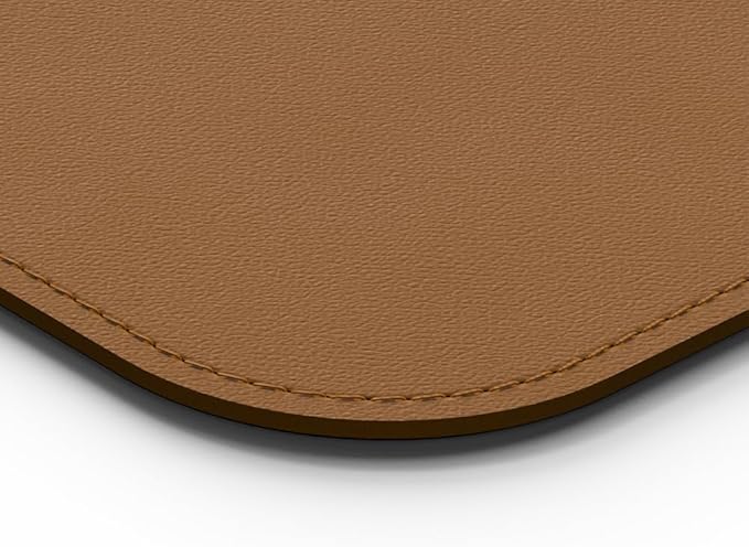 POUT TekDec Mat – Vegan Leather Desk Pad (31.5×13.4in / 80×34cm), Water-Resistant Surface, Anti-Slip Base, Scratch & Heat Protection, Multi-Functional Writing & Mouse Pad – Caramel Tan
