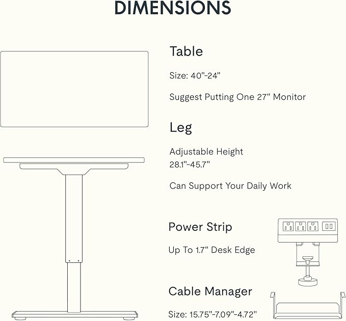 FLEXISPOT EN2 Whole-Piece Standing Desk with Clamp Power Strip, 40 x 24'' Electric Stand Up Height Adjustable Desk with Cable Management (Gray Frame + 40" Mahogany Top, 2 Packages)