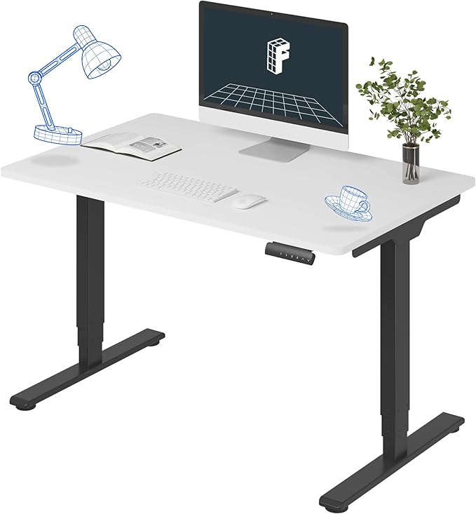 FLEXISPOT E6 3-Stage Dual Motor Electric Standing Desk 48 x 30 Sit Stand Up Desk, Holds 220 lbs, Adjustable Height w/Memory Presets, One-Piece White Desktop & Black Frame, Ships in 2 Boxes