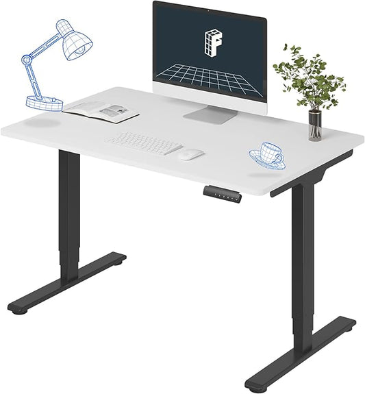 FLEXISPOT E6 3-Stage Dual Motor Electric Standing Desk 48 x 30 Sit Stand Up Desk, Holds 220 lbs, Adjustable Height w/Memory Presets, One-Piece White Desktop & Black Frame, Ships in 2 Boxes