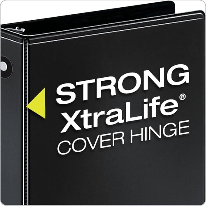 Cardinal Economy 3-Ring Binders, 1.5", Round Rings, Holds 350 Sheets, ClearVue Presentation View, Non-Stick, Black, Carton of 12 (90630)