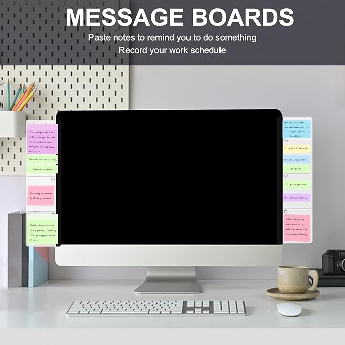 Office Desk Accessories 2pcs Multifunction Computer Monitor Memo Board - Transparent Computer Side Panel Memo Creative Monitor Side Panel Suitable for Office Home Desktop