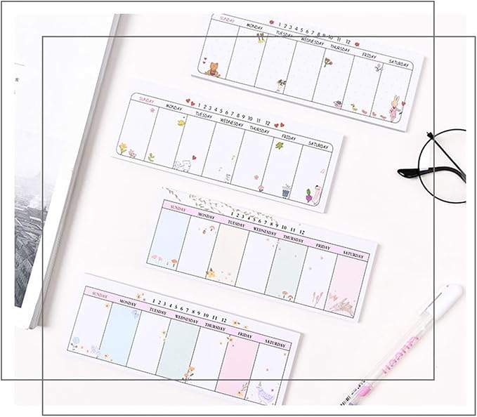 Weekly Organizer Long Strip Planner Notebook Pads Random Patterns for Goal Tasks Ideas Notes