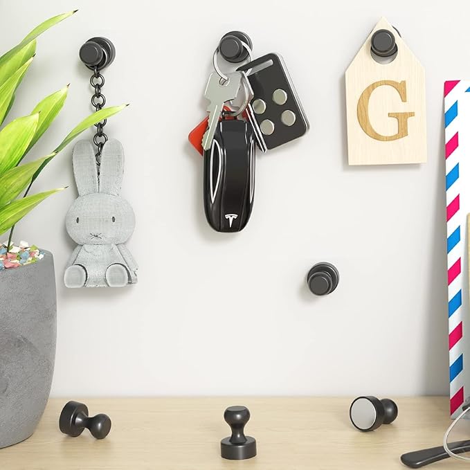 Grtard 60 Pack Magnetic Push Pins, Fridge Magnets for Whiteboard, Whiteboard Magnets Refrigerator Magnets, Small and Strong Push Pin Magnet for Office, School, Locker, and Map Magnet (Black)