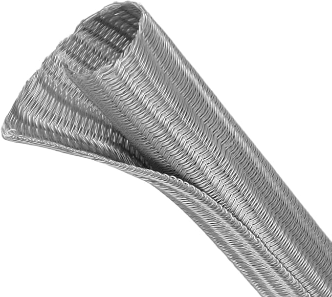 Split Wire Loom Tubing, Cable Protector Sleeve, Braided Cable Management for TV/Computer/Home Theater/Engine Bay, Cord Protectors from Pets No Chew (Grey, 1"-10ft)