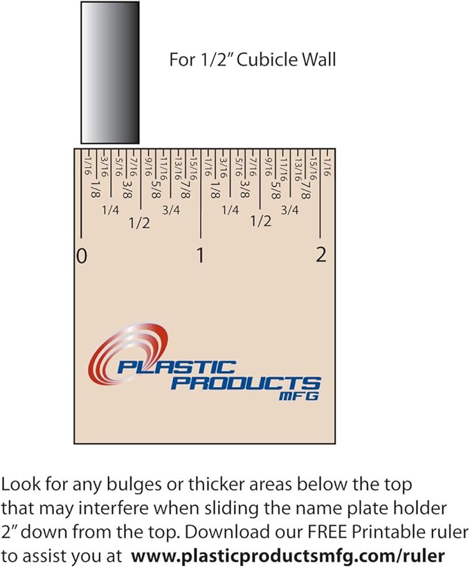 Glass Wall Name Plate Holders - Single Sided 8-1/2" Wide x 2" high (50 - PK, 1/2" Cubicle Wall) by Plastic Products Mfg.