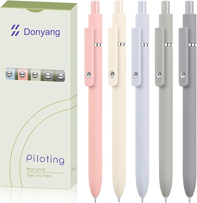 Donyang Gel Pens, 5pcs 0.5mm Cute Black Ink Fine Point Pens With Smooth Writing, Quick Dry Pens For Journaling Note Taking, Teacher Work Desk Accessories Office Supplies for Men Women