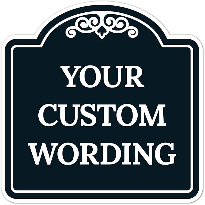 Custom Decorative Sign, Personalized Metal Sign for Business, Driveway, Home, Airbnb, Office Door Plaque, Black Background, 18x18 Inches, ACM, Fade Resistant, Made in USA