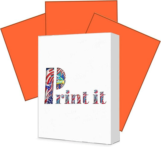 Print It - Vellum Bristol Colored Cardstock Cover Paper, 67 Lb, 8.5" X 11”, Heavyweight Colored Cardstock for Crafts, School, Invitations, And Office Use - Decoration Drawing 250/Case-Orange
